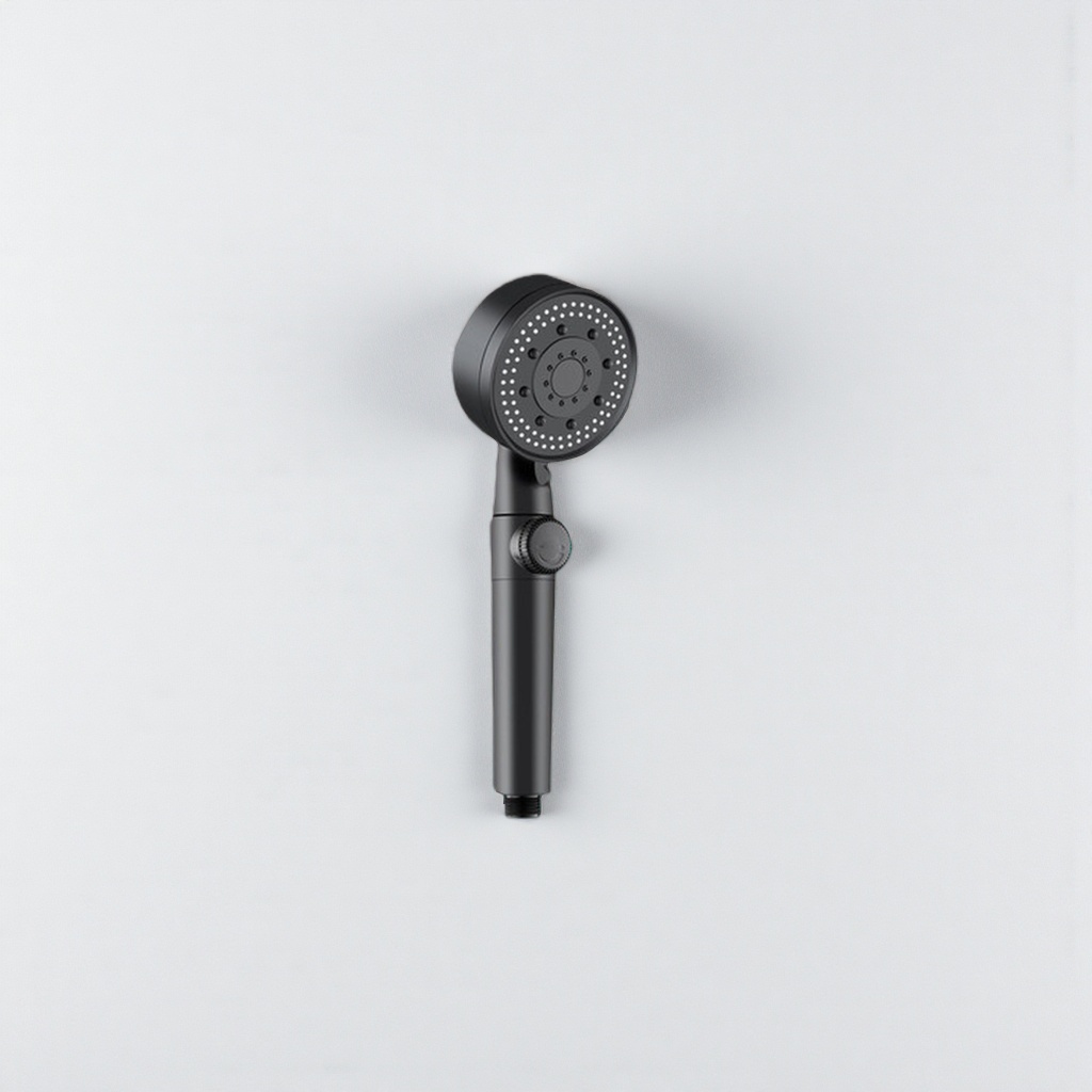 Black hand-held showerhead, 304 stainless steel anti-rust large water outlet bathroom shower