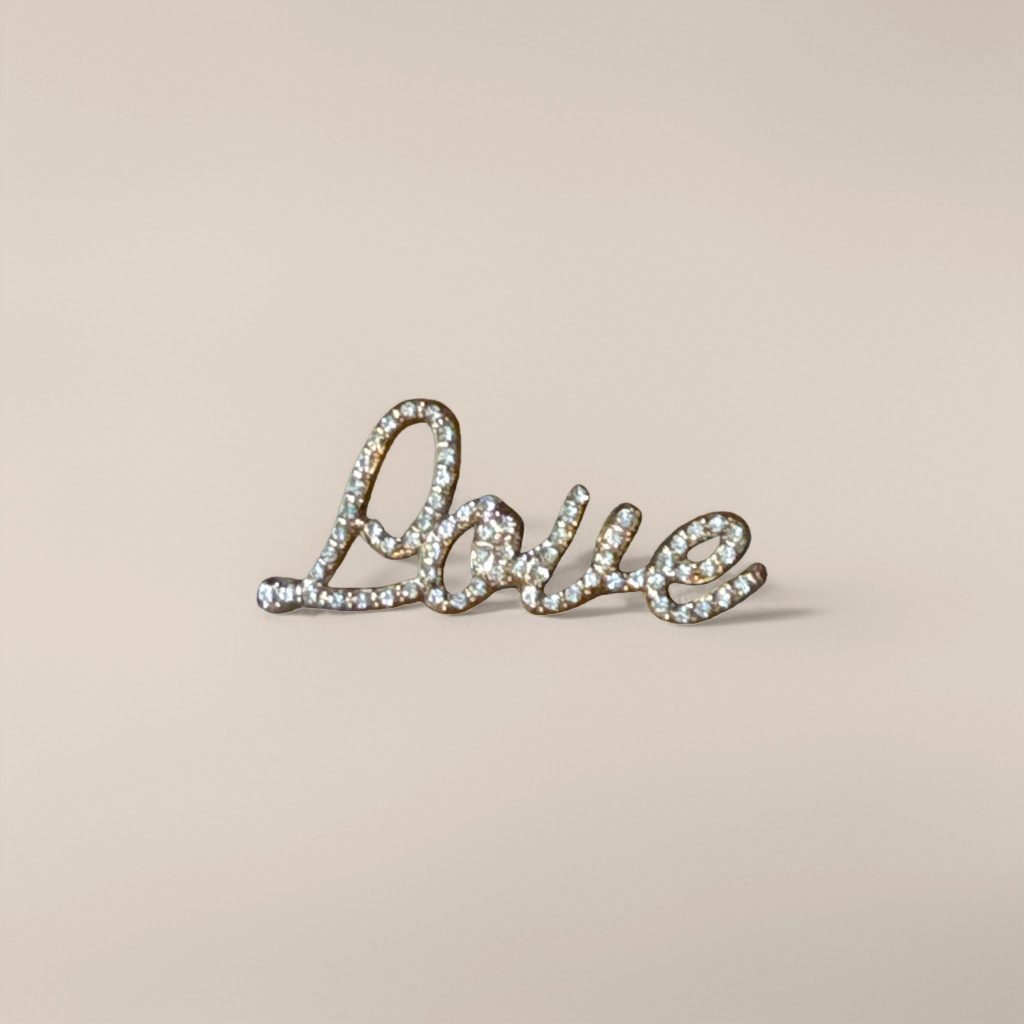 Golden diamond-encrusted "Love" letter-shaped jewelry