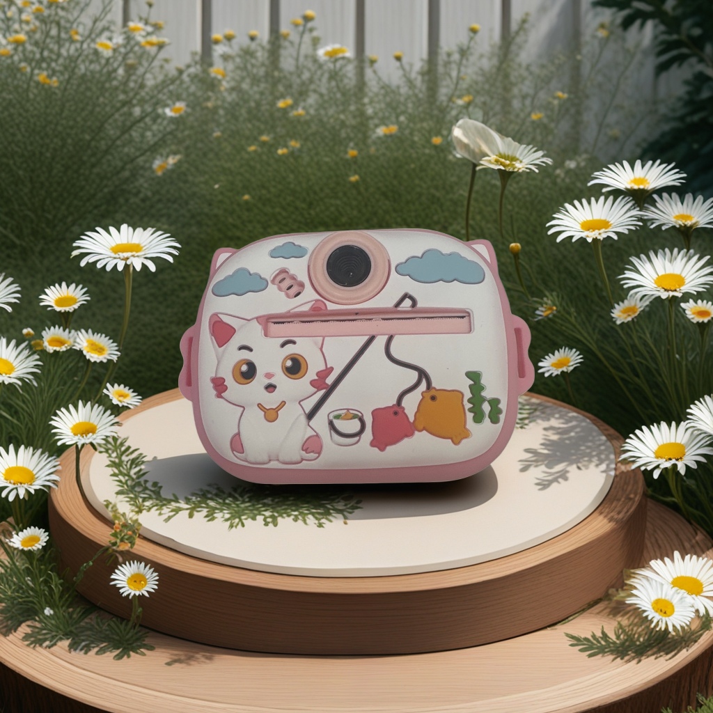 粉色卡通猫咪造型儿童相机 拍照录像带闪光灯可充电 Specification image