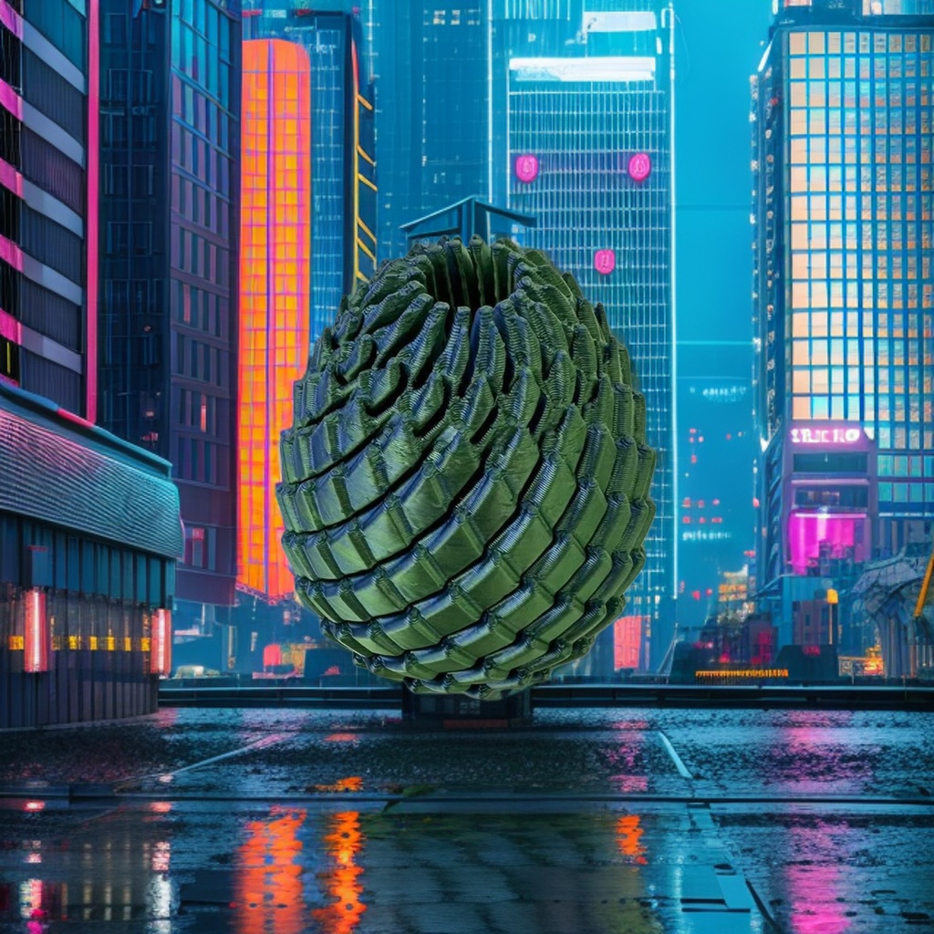 绿色螺旋鳞片状球体产品图