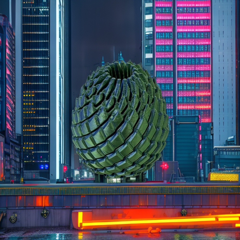 绿色螺旋鳞片状球体细节图