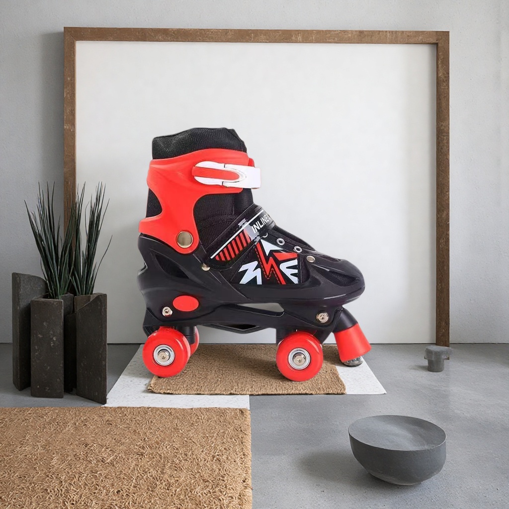 Red and black professional roller skates, adjustable casual sports shoes for teenagers and adults, roller skates Application Scenario