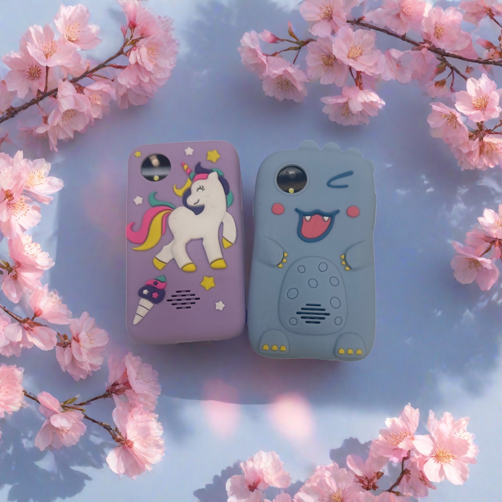 Purple unicorn and blue dinosaur creative phone case, unisex shockproof silicone Specification image