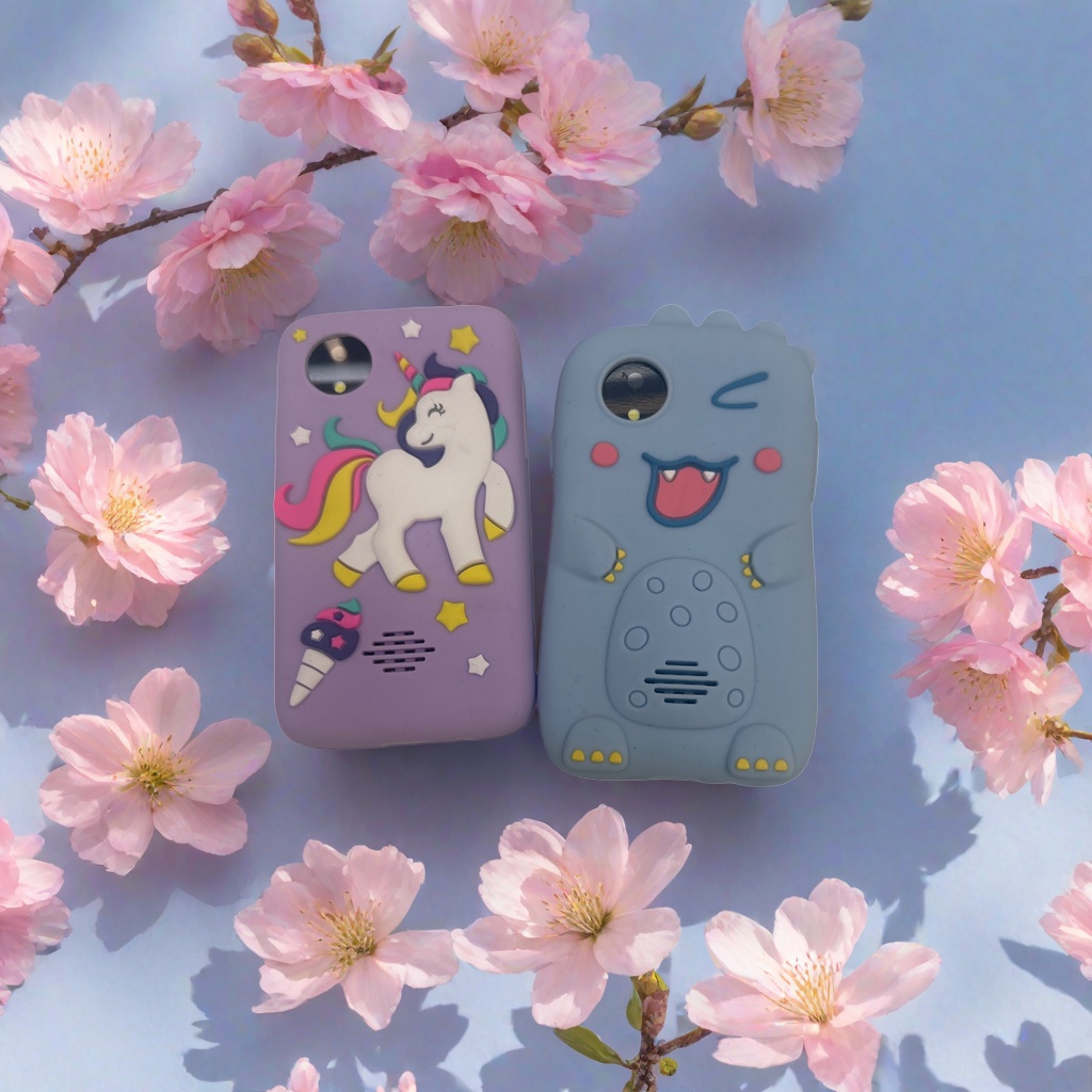 Purple unicorn and blue dinosaur creative phone case, unisex shockproof silicone details Picture