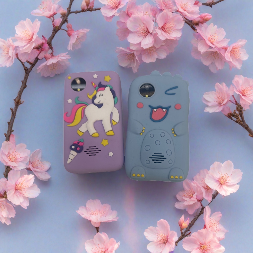 Purple unicorn and blue dinosaur creative phone case, unisex shockproof silicone Application Scenario