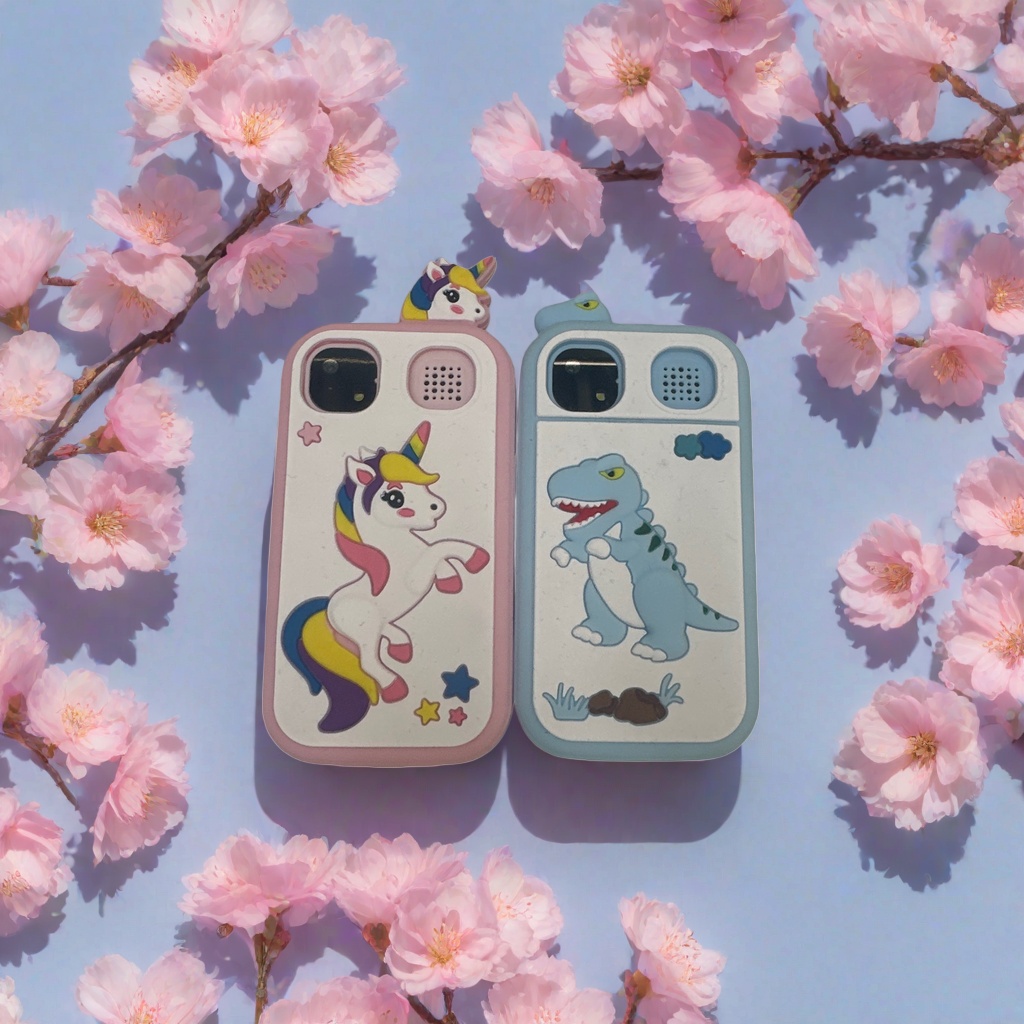 Pink unicorn and blue dinosaur creative phone case, unisex shockproof silicone details Picture