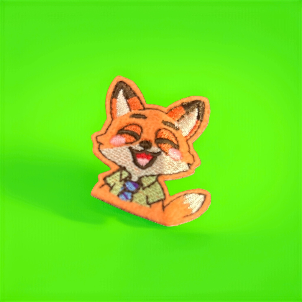 Orange fox embroidery patch clothing DIY decorative patch, hand-stitched patch