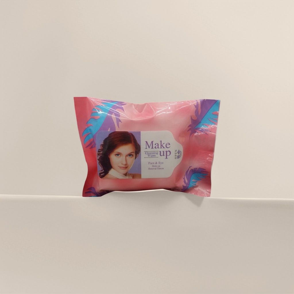 粉色卸妆湿巾紫色蓝色羽毛图案女性面部Make up Cleansing Wipes