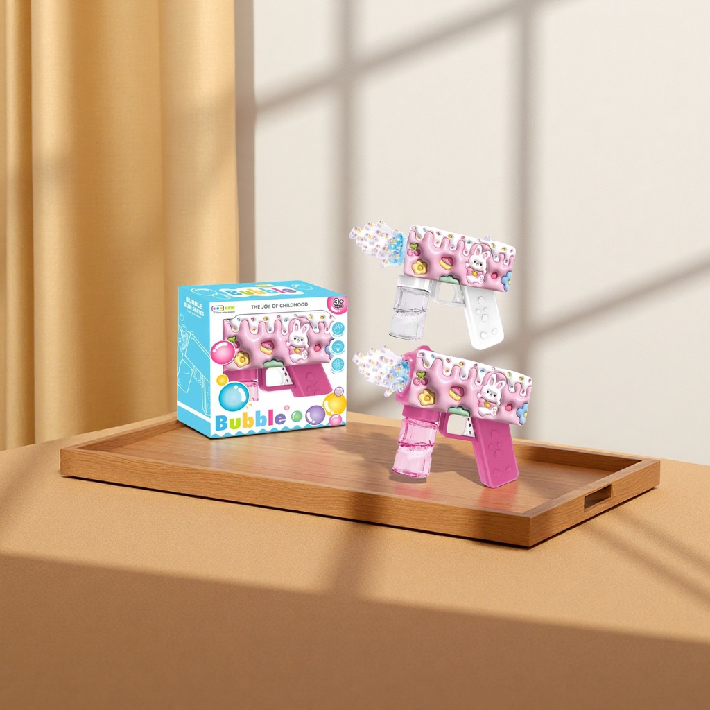 The pink little rabbit bubble gun is a children's toy and a handheld bubble machine. It's cute and fun for outdoor play Application Scenario