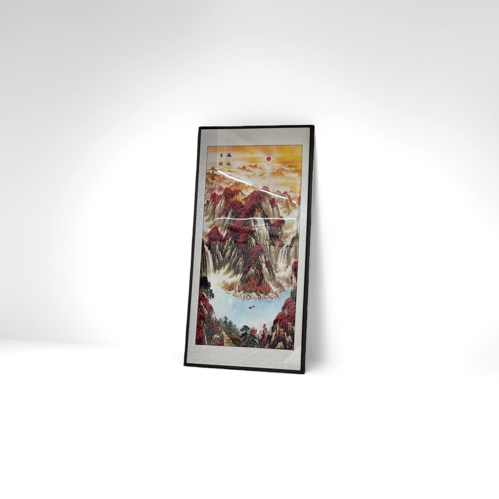 黑色边框山水画挂画客厅卧室装饰画简约新中式 wall art