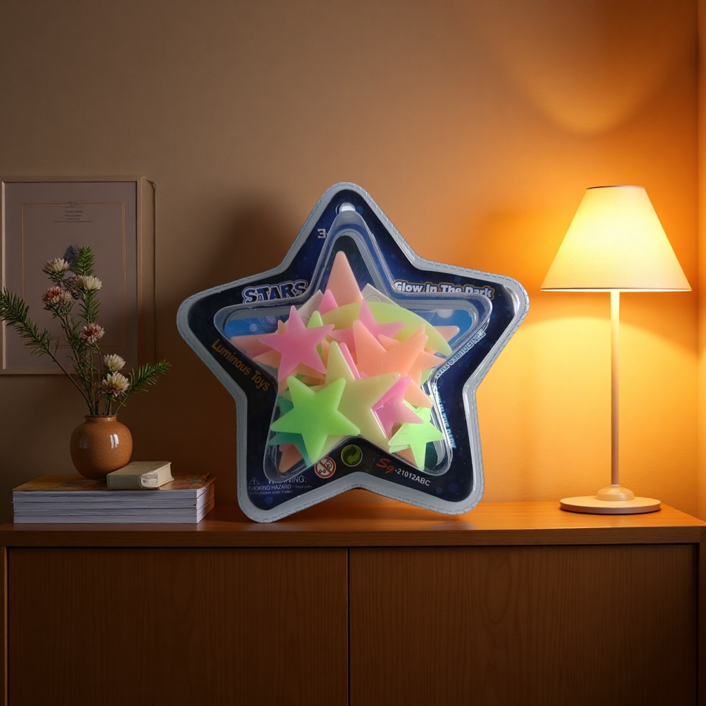 彩色发光星星玩具儿童益智夜光星星贴纸创意装饰