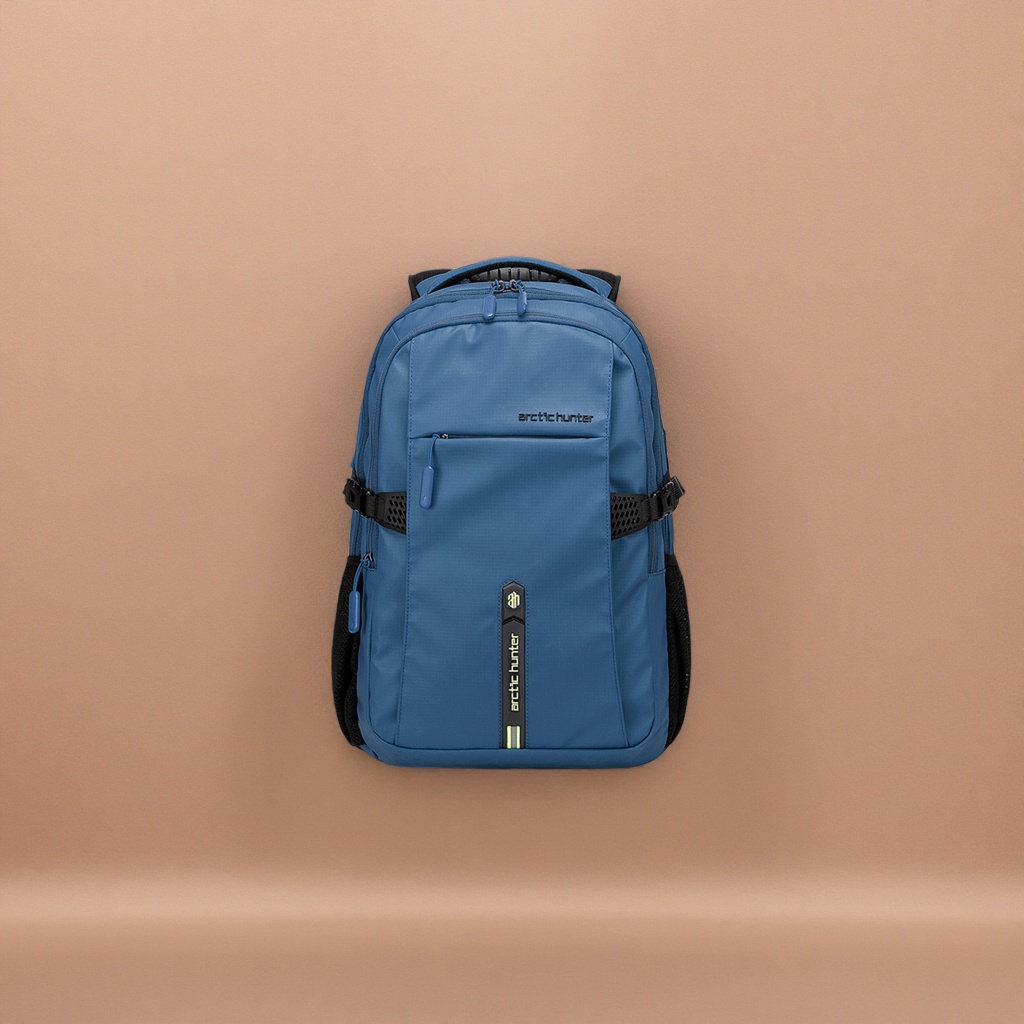 蓝色双肩包尼龙防水通勤上学简约时尚 backpack图