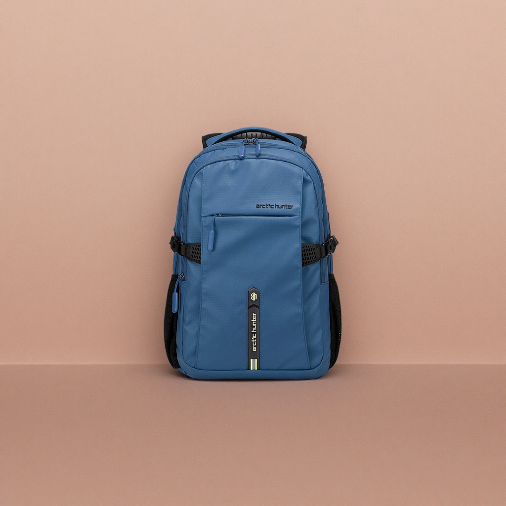蓝色双肩包尼龙防水通勤上学简约时尚 backpack产品图