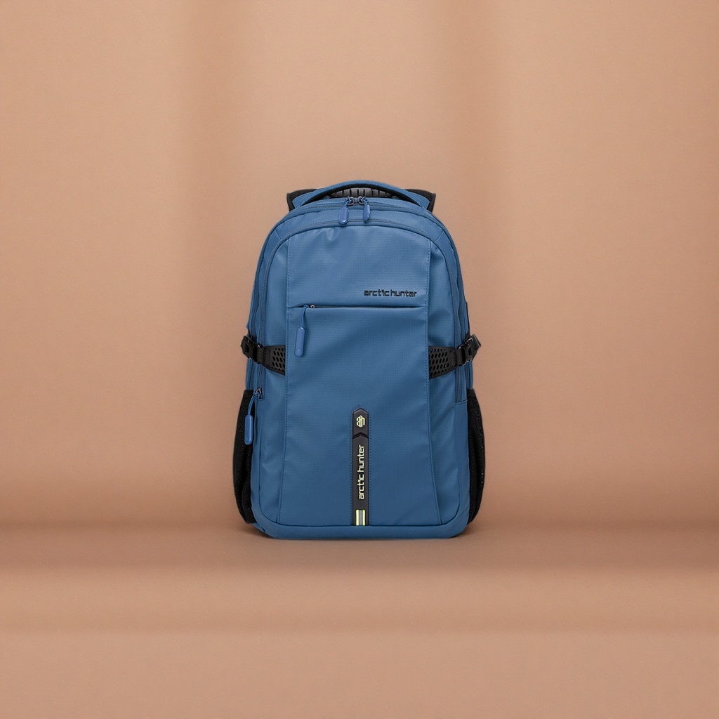 蓝色双肩包尼龙防水通勤上学简约时尚 backpack细节图