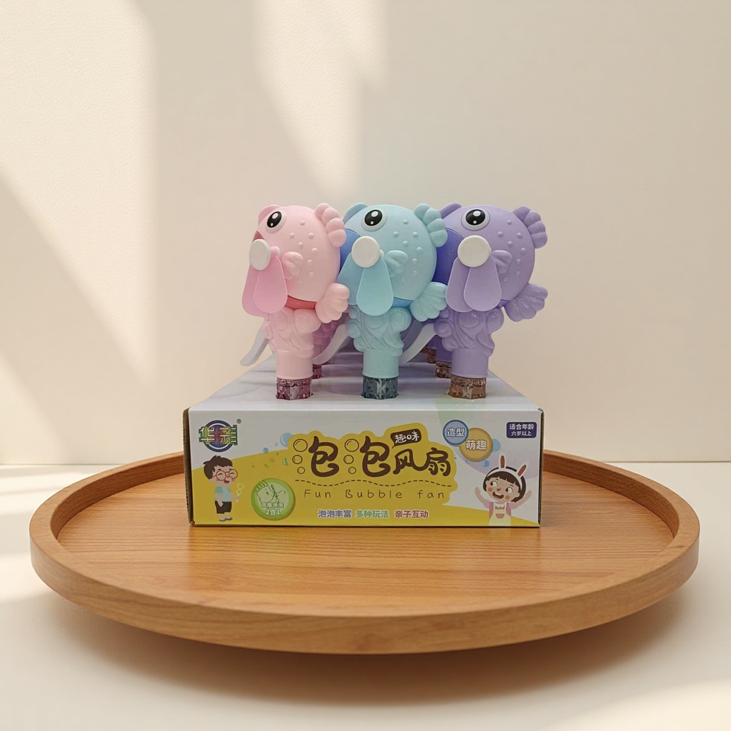 Colorful cartoon bubble fan toy, children's educational bubble-blowing electric toy Application Scenario