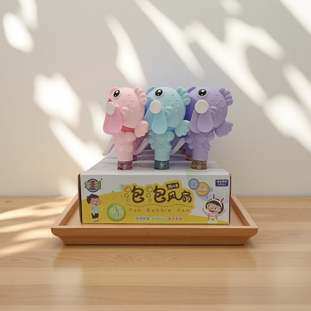 Colorful cartoon bubble fan toy, children's educational bubble-blowing electric toy Specification image