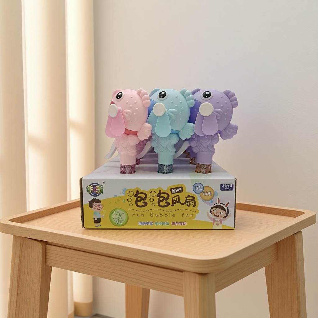 Colorful cartoon bubble fan toy, children's educational bubble-blowing electric toy details Picture