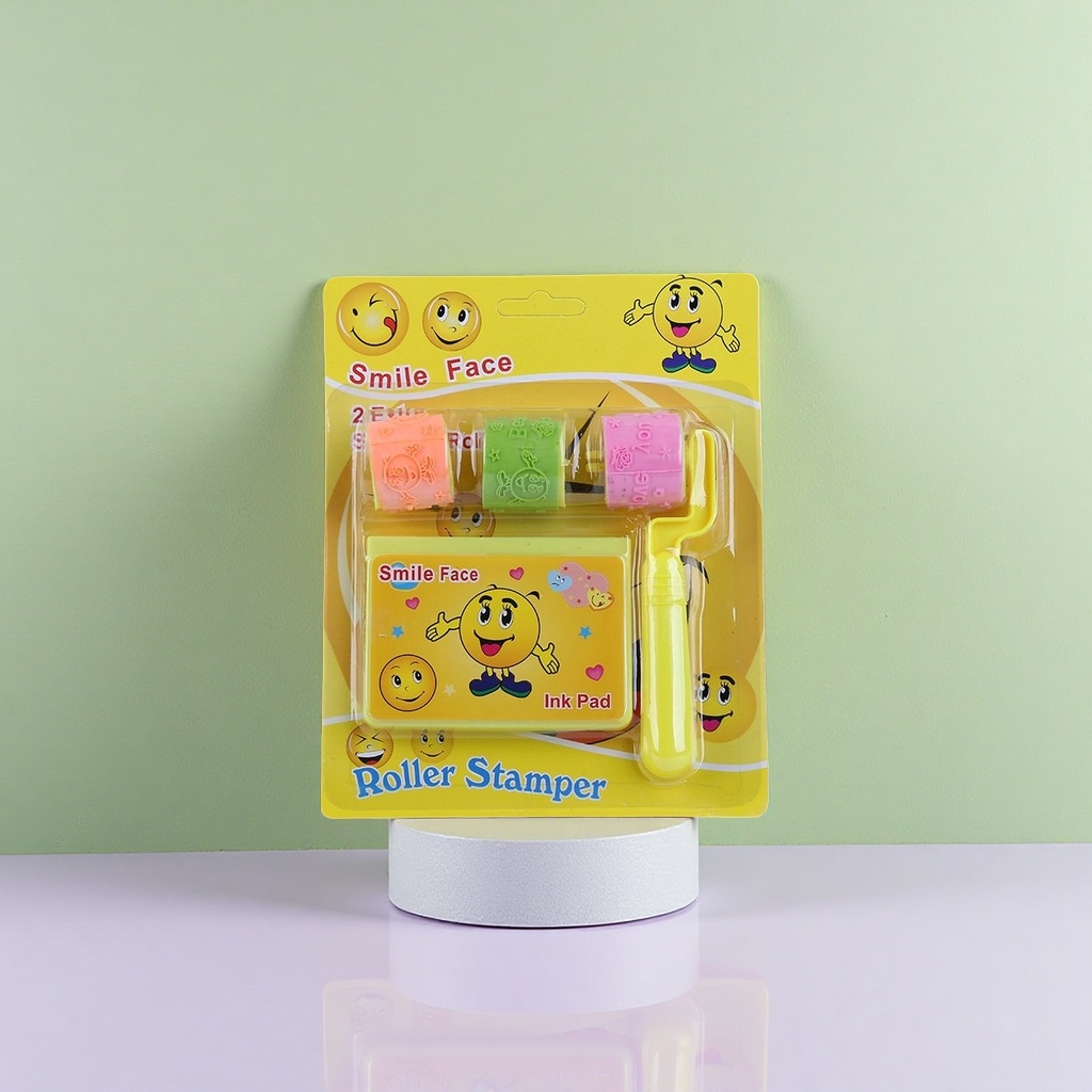 Yellow packaging smiley face roller seal set, creative children's handmade seal paste tools Application Scenario