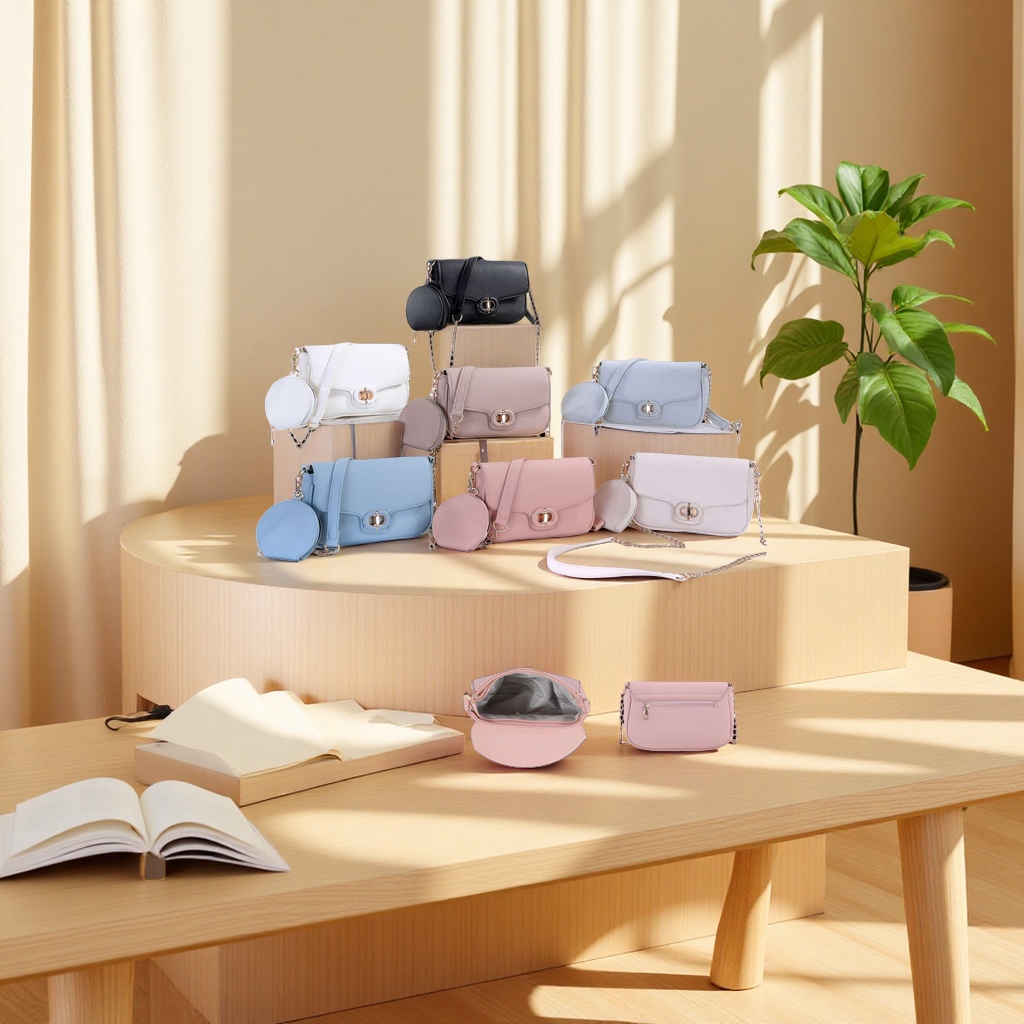 Factory direct batch, popular mother and child flip cover small square bag, detachable small round bag, dual-purpose crossbody single-shoulder bag, wear-resistant PU leather, multiple colors available, live-streaming street stall, physical store purchase source, women's chain bag set Application Scenario