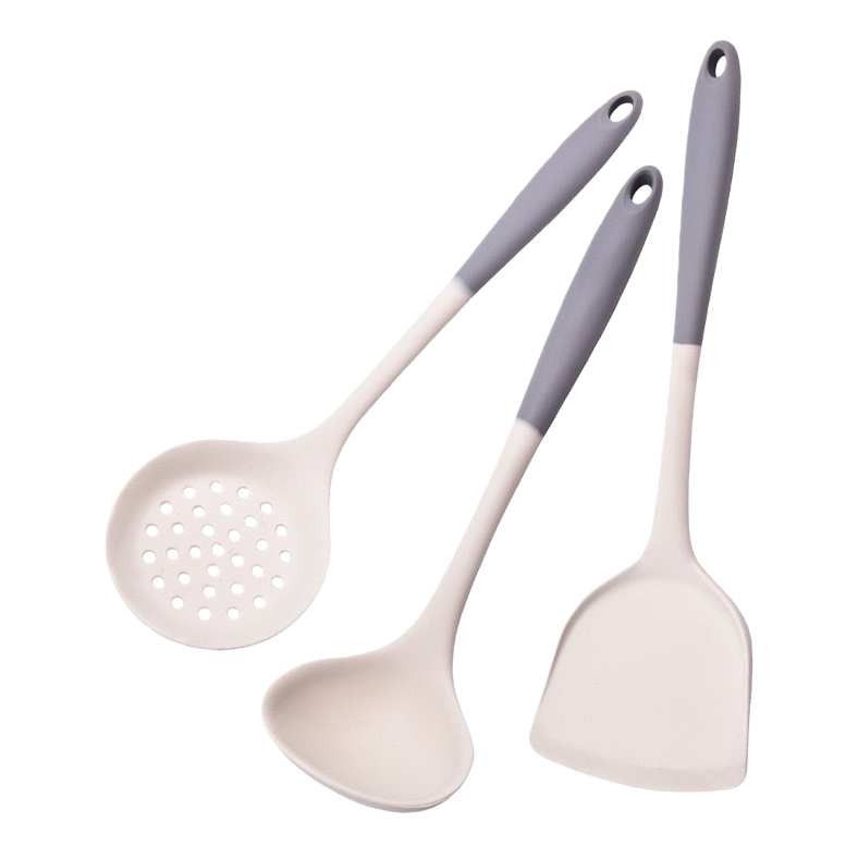 Grey handle, white kitchenware three-piece set, stainless steel kitchen knife set, household vegetable cutting and meal preparation tools Item Picture