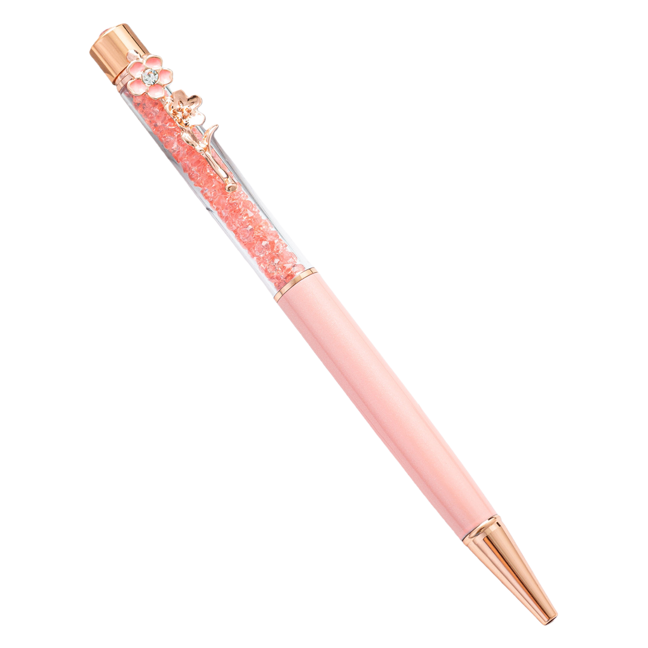 The pink crystal pen is a student-specific smooth writing pen and office stationery that is simple and fashionable Item Picture