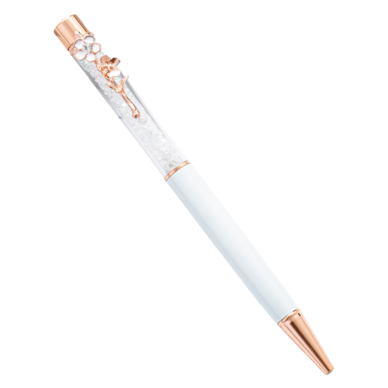 Rose gold decorated crystal pen, a simple and fashionable office writing tool Item Picture