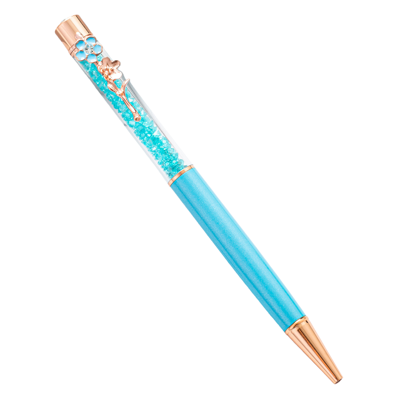 蓝色水晶笔 金属质感签字笔 学生办公书写流畅速干 Item Picture