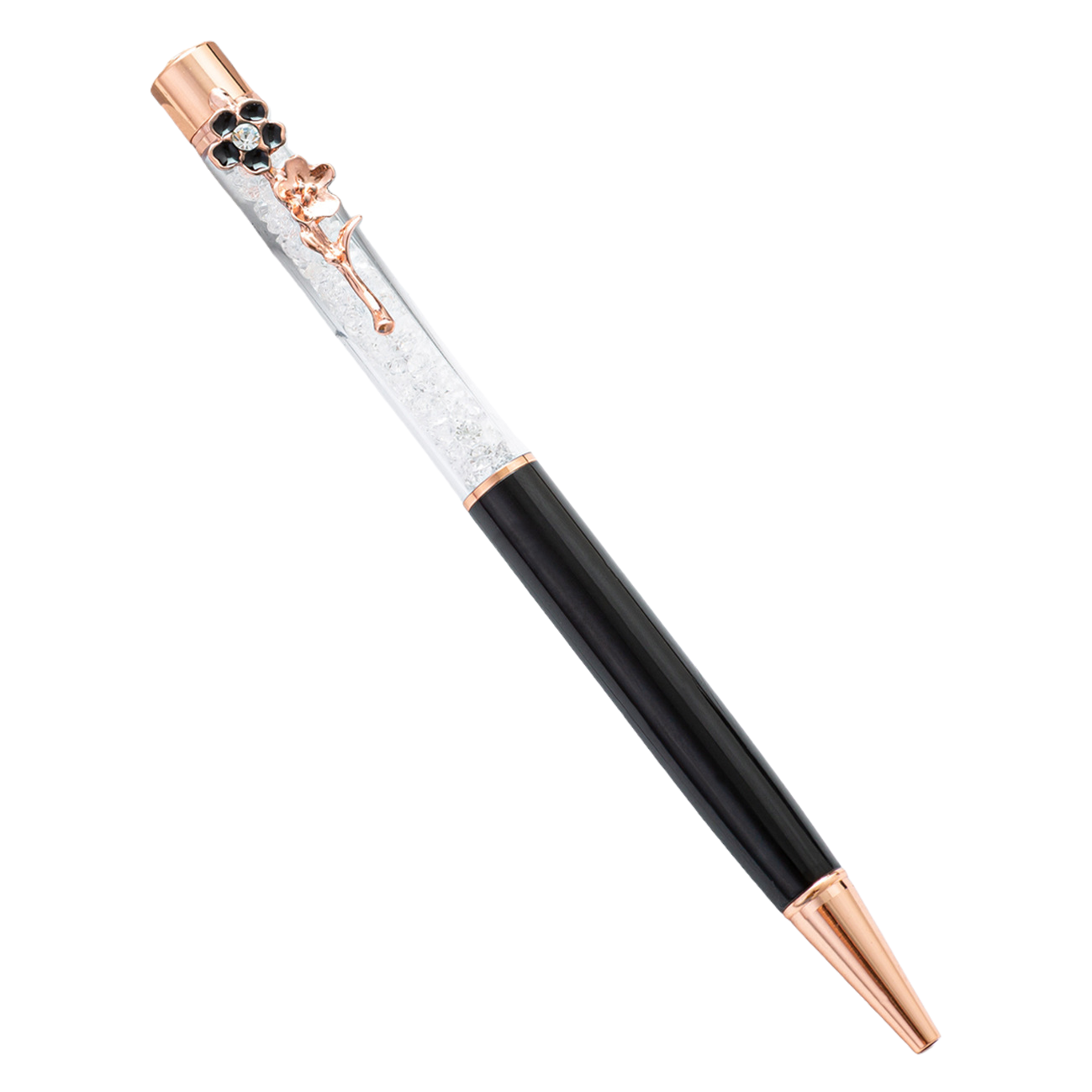 Rose gold decorated crystal pen, a fashionable office writing tool, in an exquisite gift box Item Picture
