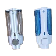 白色和蓝色壁挂式皂液器白底实物图