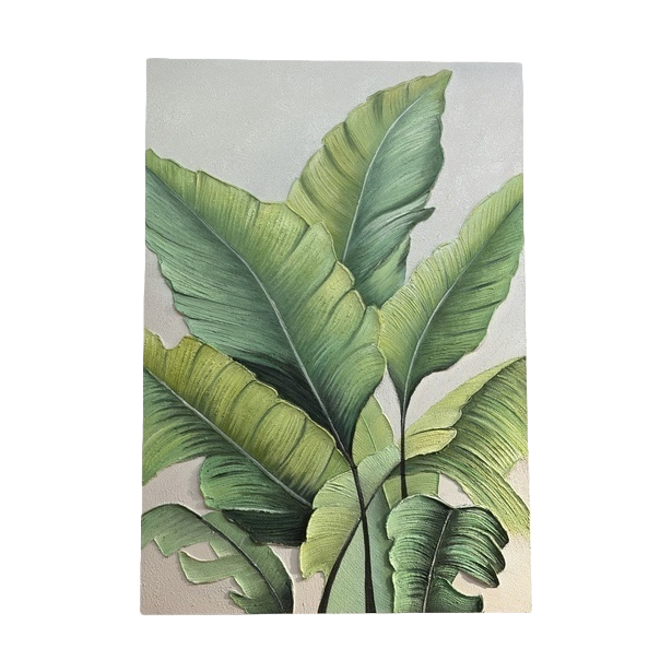 绿色植物叶片画作白底实物图
