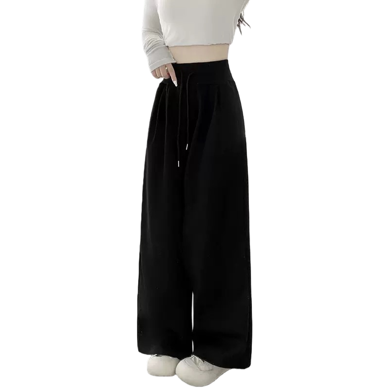 Black wide-leg pants for women, high-waisted and slimming casual pants Item Picture