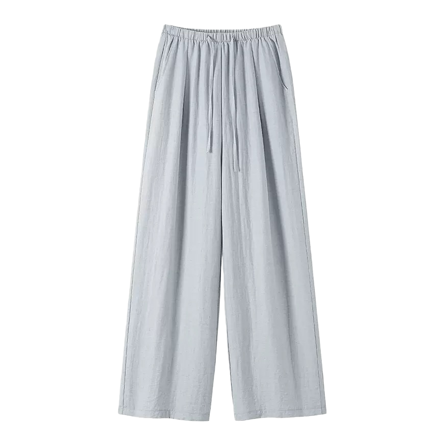Light grey high-waisted wide-leg pants with a slimming feel, loose and casual trousers for women Item Picture