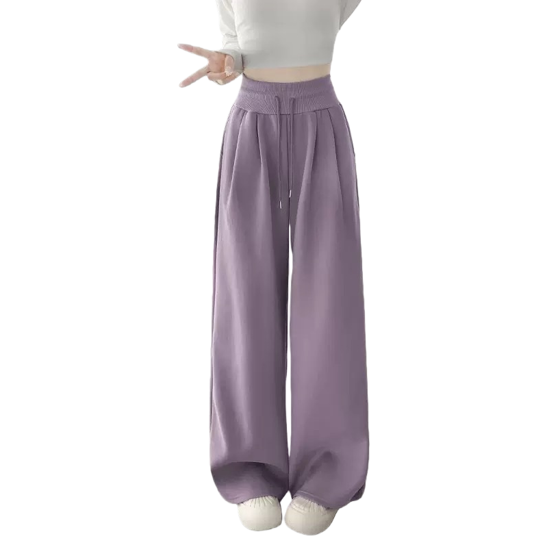Purple high-waisted wide-leg pants with a slimming feel and versatile casual trousers Item Picture