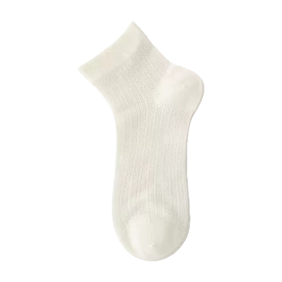 White knitted short socks, breathable and sweat-absorbent, made of pure cotton, unisplicate Item Picture