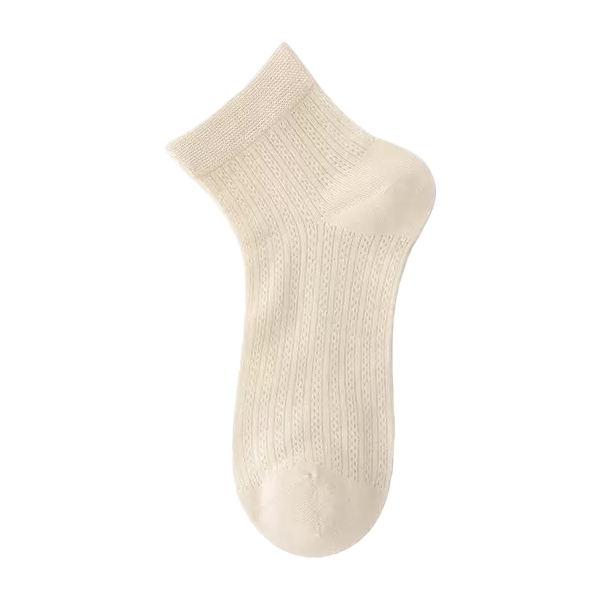 Beige knitted short socks made of pure cotton, breathable and versatile, a basic style for women Item Picture