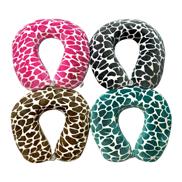 Colorful giraffe-patterned U-shaped pillow, cervical support for midday rest, travel pillow, comfortable memory foam Item Picture