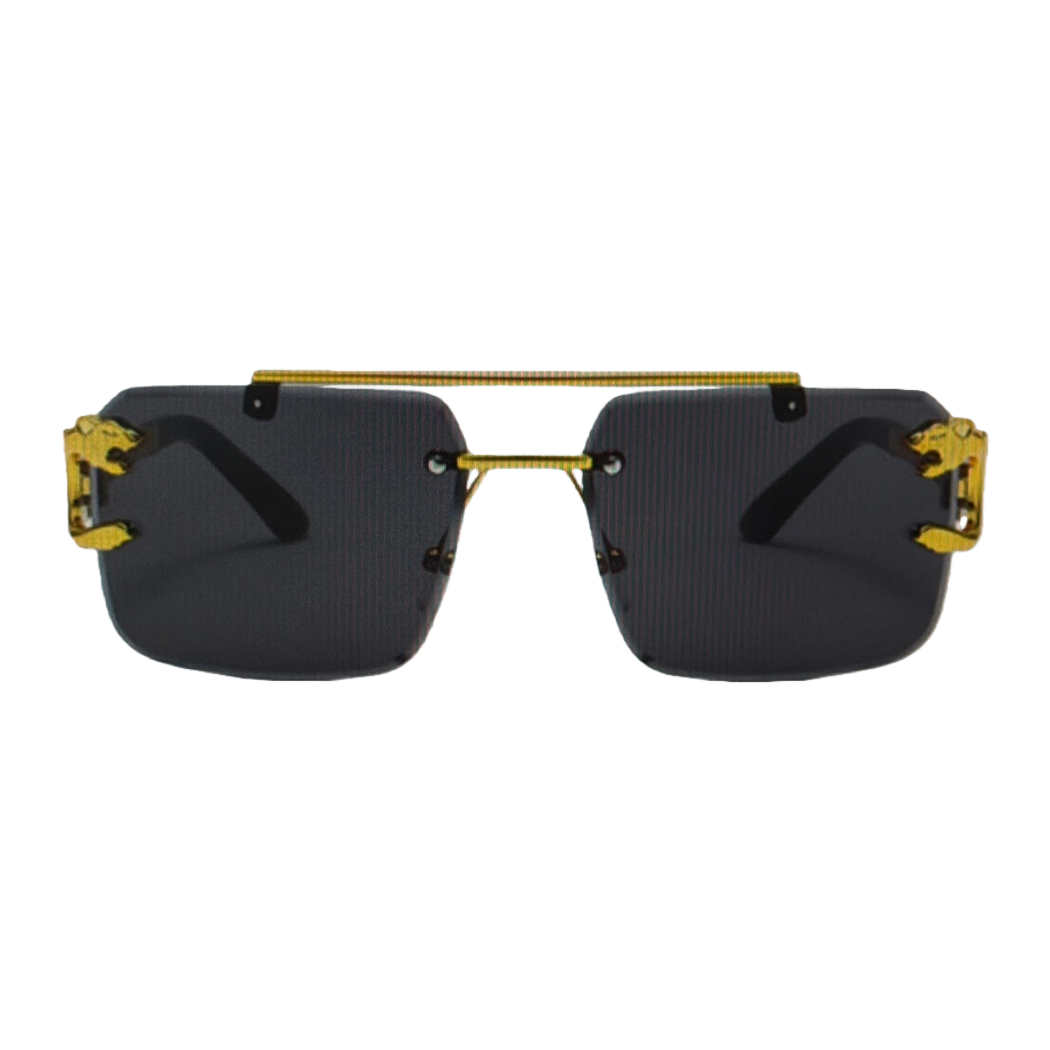 Gold-decorated black sunglasses, fashionable sunglasses for both men and women, UV protection Item Picture