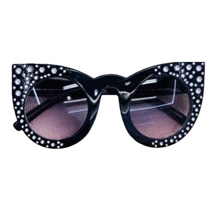 Black diamond-encrusted cat-eye sunglasses, fashionable UV-resistant polarized sunglasses Item Picture