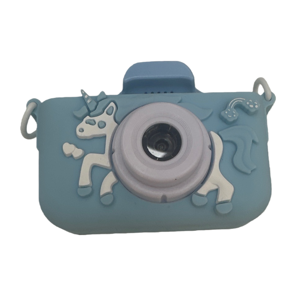 蓝色独角兽造型儿童相机 拍照录像带闪光灯可充电 Item Picture
