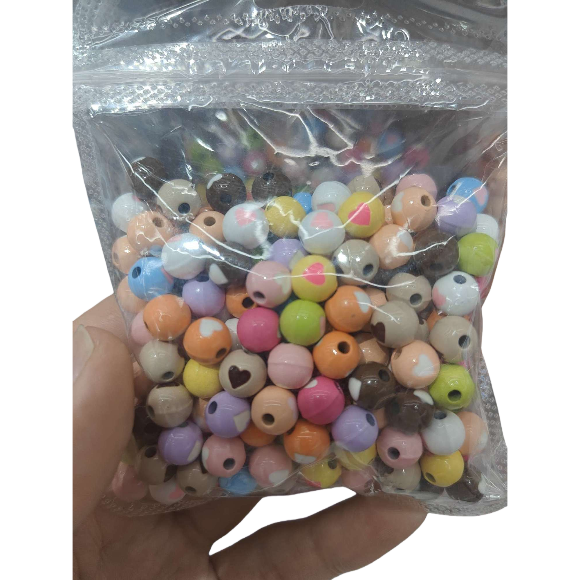 彩色心形珠子手工DIY饰品配件多种颜色可选白底实物图