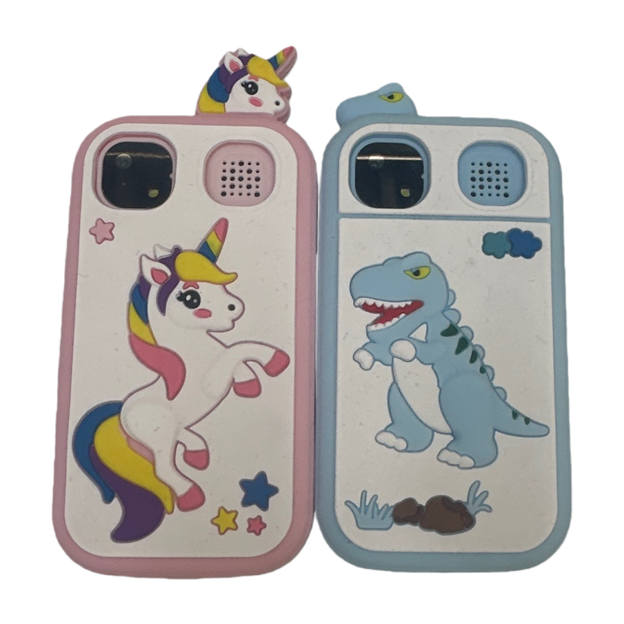 Pink unicorn and blue dinosaur creative phone case, unisex shockproof silicone Item Picture