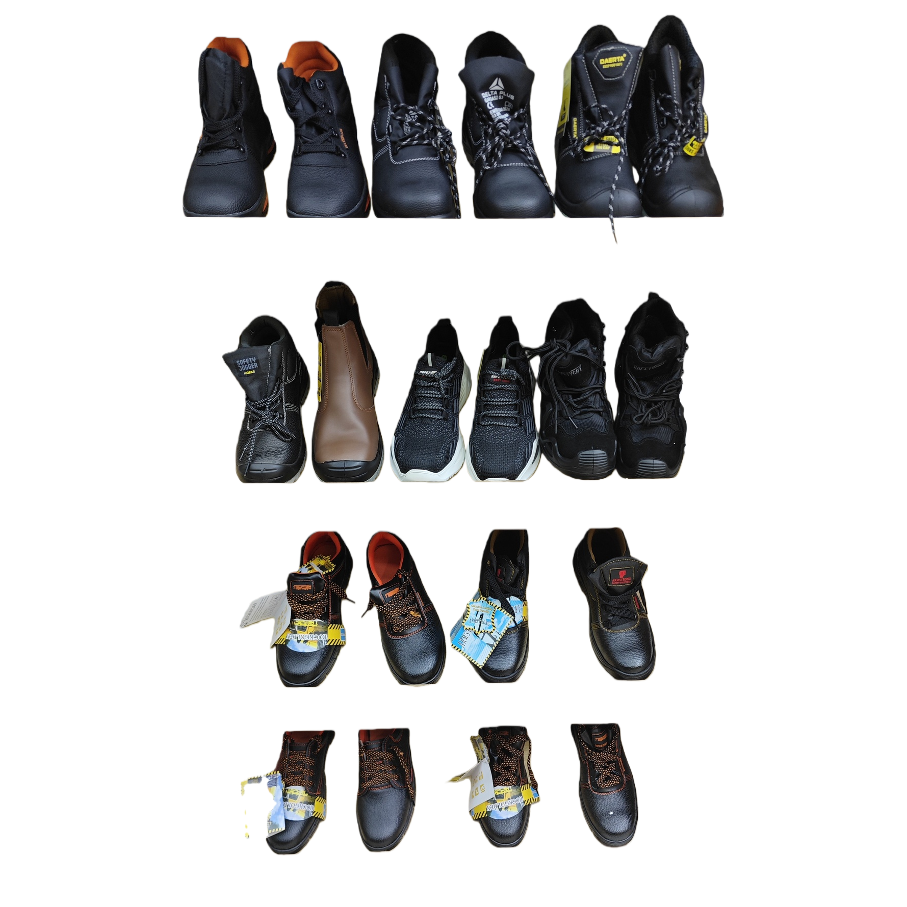 الأحذية الأمنية السوداء، والأغلف الفولاذية المصنوعة من الفولاذ ضد الملساء، الأحذية الواقية من الصناعة، شائعة بين الرجال والنساء Item Picture