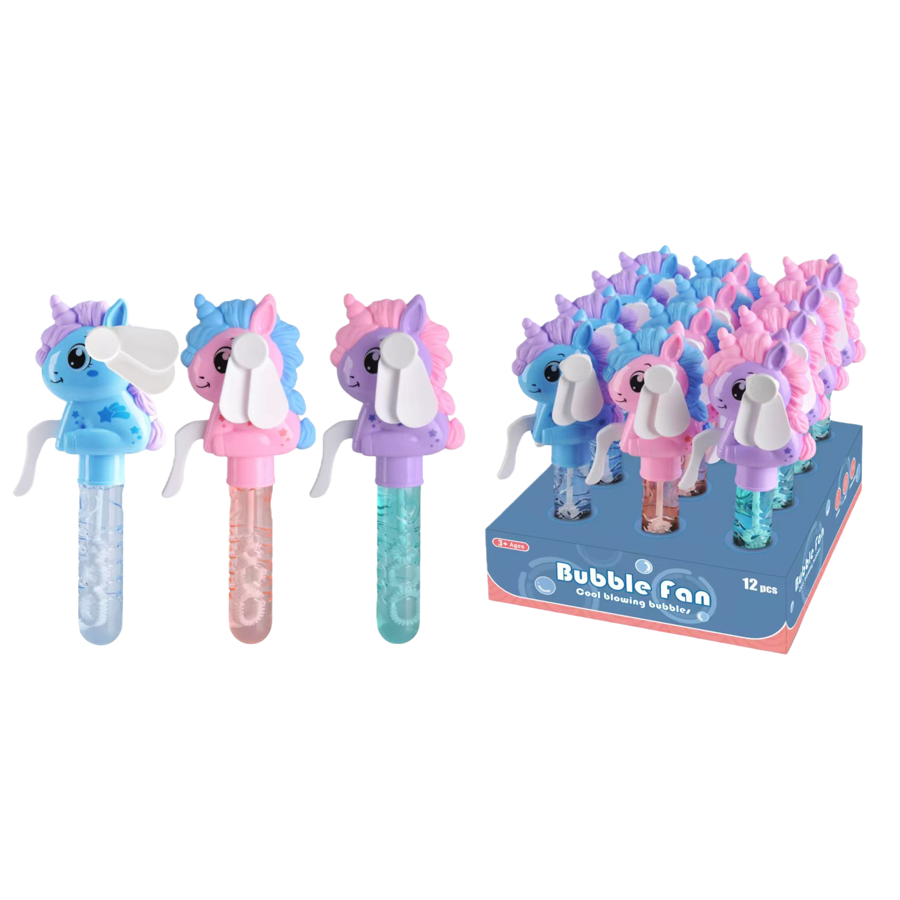 Colorful unicorn-shaped bubble fan children's toy creative desktop small fan Item Picture