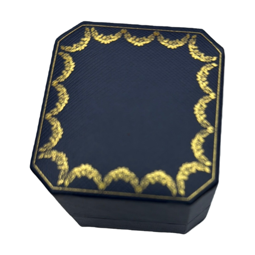 علبة مجوهرات ذات أغطية ذهبية زرقاء داكنة Item Picture