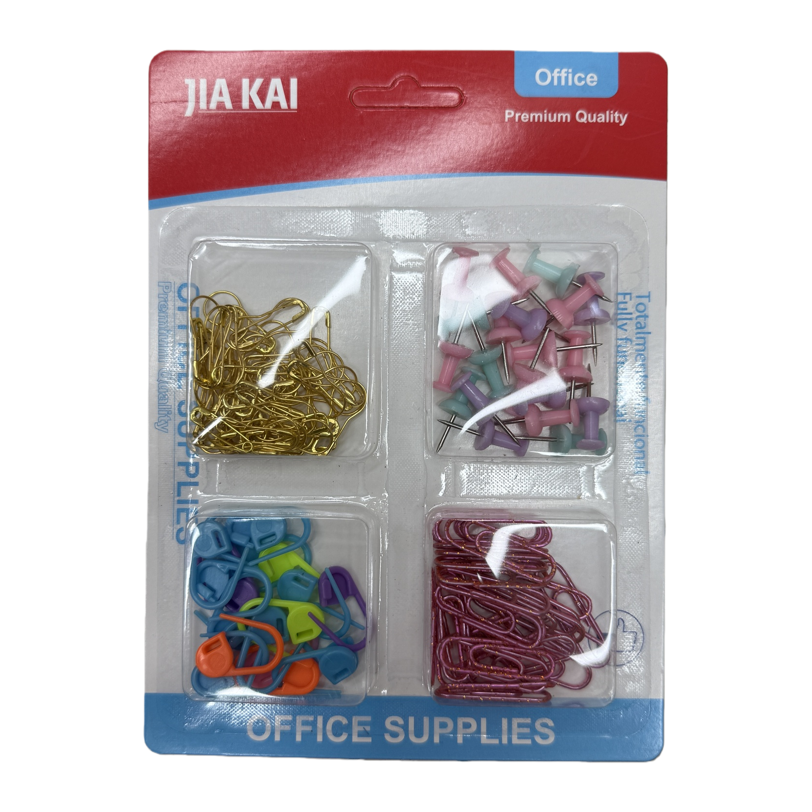Colorful office supplies set, thumbtacks, paper clips, safety pins, plastic clips, multi-functional and practical Item Picture
