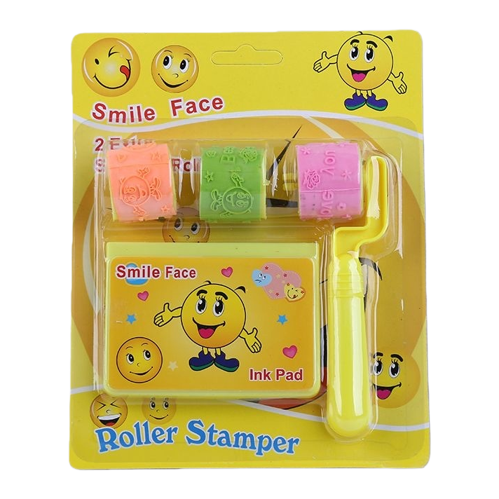 Yellow packaging smiley face roller seal set, creative children's handmade seal paste tools Item Picture