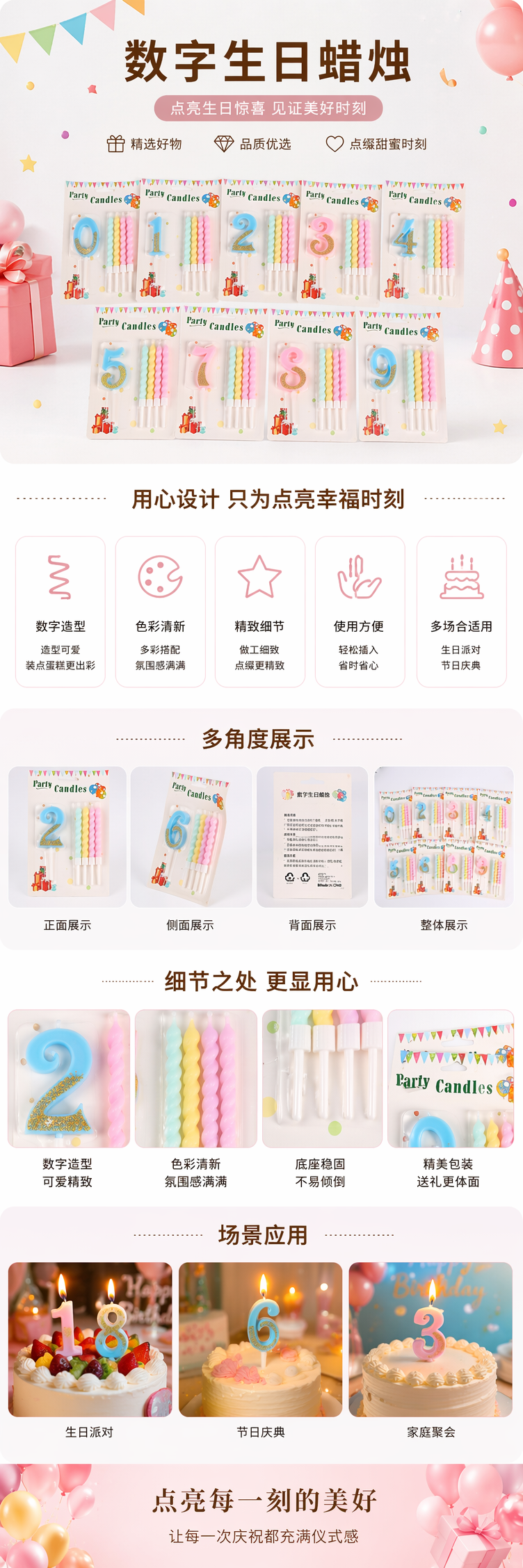 彩色数字蜡烛套装 生日派对装饰蜡烛 数字造型可燃蜡烛 pic 1