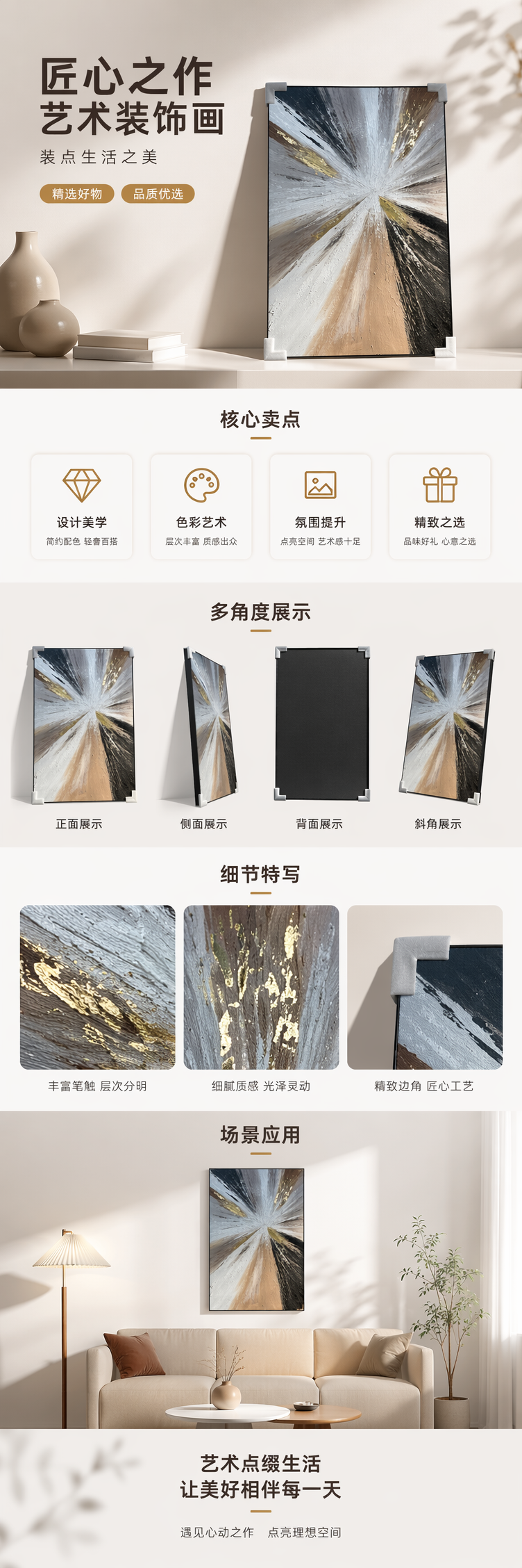 抽象放射纹理艺术画作 家居装饰挂画 现代简约风格详情1