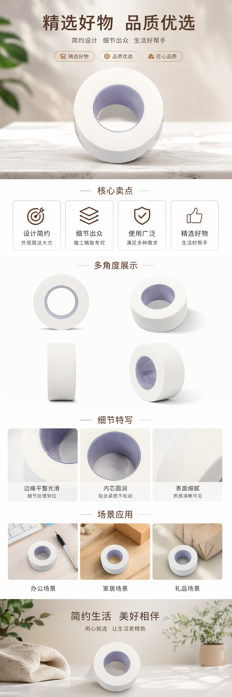 白色卷状胶带 3M通用型强力粘性办公文具用详情1