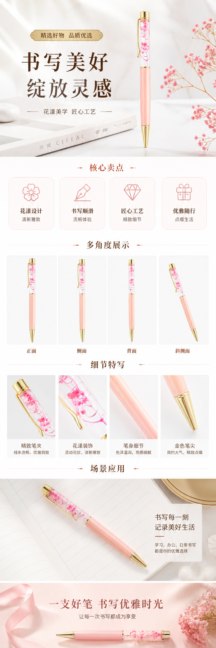 粉色透明花艺笔 手工DIY插花装饰专用绘画工具 pic 1